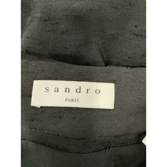 Sandro 'Amy' Black Belted Ruffled Slub Woven Mini Skirt Size 1 - Picture 4 of 5